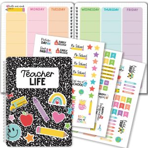 Notebook Undated Teacher Planner | 2025-2026 | Teaching Supplies - Colorful Doodles