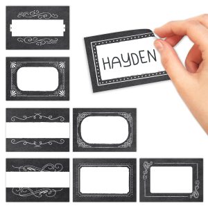 Name Tag Stickers | Set of 56 | Classroom Supplies - Black & White Chalk
